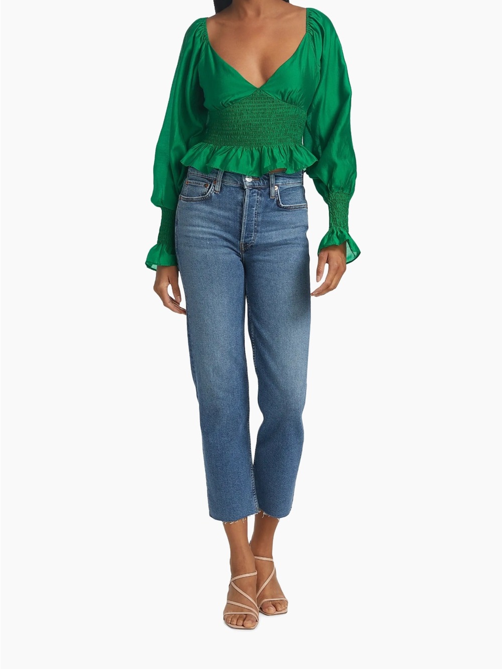 RE/DONE high-rise straight-leg crop jeans with button fly